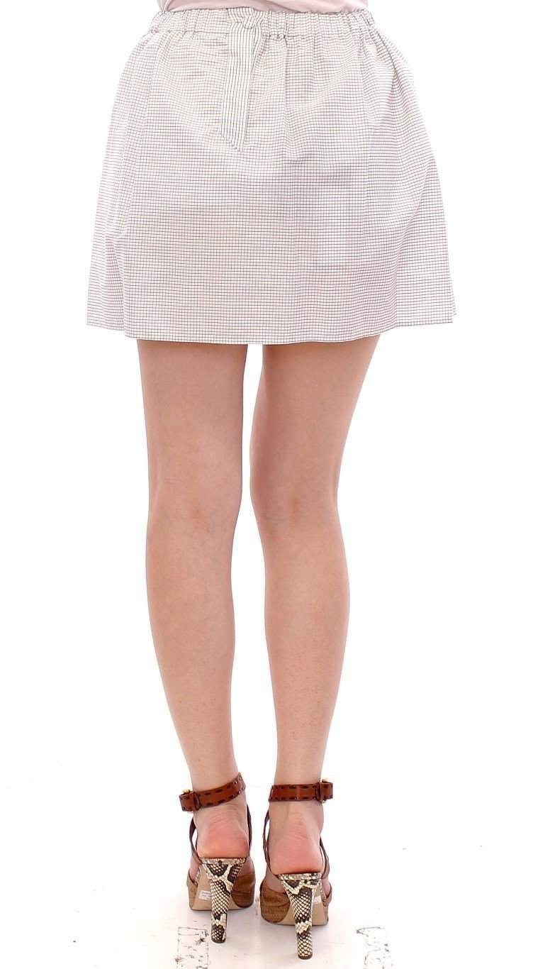 Andrea Incontri  Cotton Checkered Stretch Skirt #women, Andrea Incontri, Catch, feed-agegroup-adult, feed-color-white, feed-gender-female, feed-size-IT42|M, Gender_Women, IT42|M, Kogan, Skirts - Women - Clothing, White at SEYMAYKA