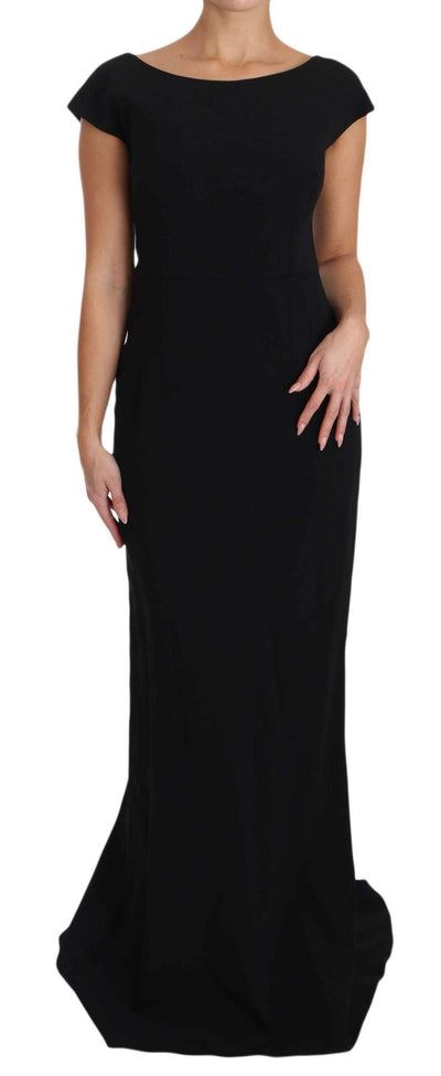 Dolce & Gabbana  Black Stretch Fit Flare Gown Maxi #women, Black, Brand_Dolce & Gabbana, Catch, Dolce & Gabbana, Dresses - Women - Clothing, feed-agegroup-adult, feed-color-black, feed-gender-female, feed-size-IT36 | XS, feed-size-IT44|L, Gender_Women, IT36 | XS, IT44|L, Kogan, Women - New Arrivals at SEYMAYKA