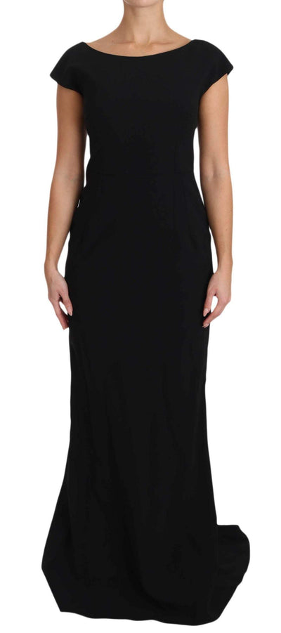 Dolce & Gabbana  Black Stretch Fit Flare Gown Maxi #women, Black, Brand_Dolce & Gabbana, Catch, Dolce & Gabbana, Dresses - Women - Clothing, feed-agegroup-adult, feed-color-black, feed-gender-female, feed-size-IT36 | XS, feed-size-IT44|L, Gender_Women, IT36 | XS, IT44|L, Kogan, Women - New Arrivals at SEYMAYKA