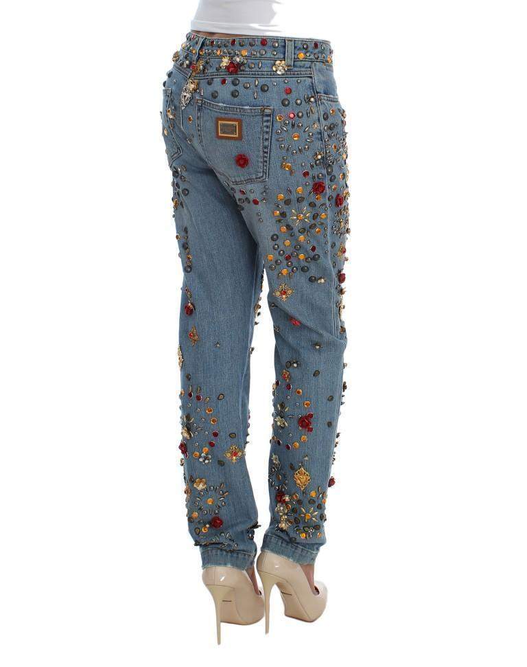 Dolce & Gabbana  Crystal Roses Heart Embellished Jeans #women, Blue, Brand_Dolce & Gabbana, Catch, Dolce & Gabbana, feed-agegroup-adult, feed-color-blue, feed-gender-female, feed-size-IT36 | XS, feed-size-IT38|XS, feed-size-IT40|S, feed-size-IT42|M, Gender_Women, IT36 | XS, IT40|S, IT42|M, Jeans & Pants - Women - Clothing, Kogan at SEYMAYKA