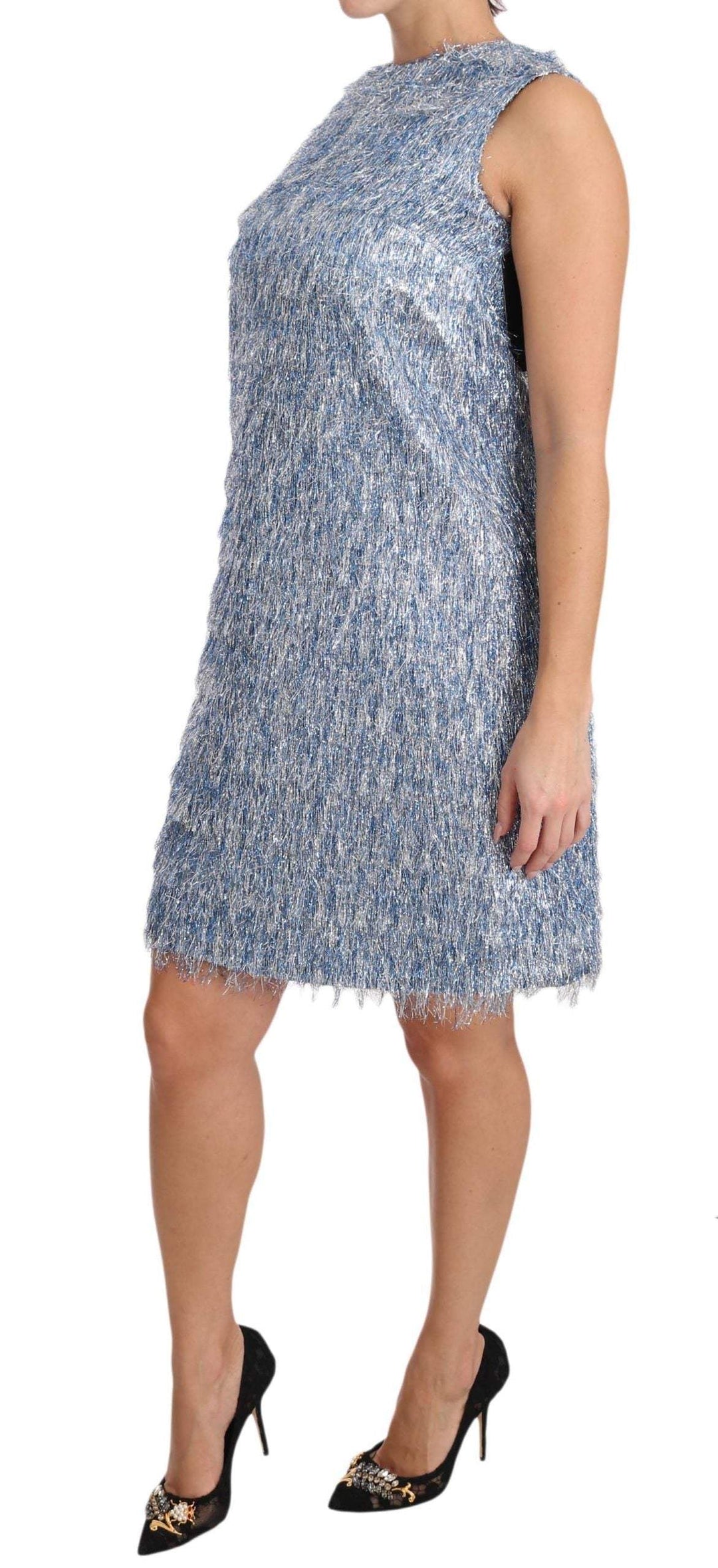 Dolce & Gabbana Light Blue Fringe Shift Gown Dress #women, Brand_Dolce & Gabbana, Catch, Clothing_Dress, Dolce & Gabbana, Dresses - Women - Clothing, feed-agegroup-adult, feed-color-blue, feed-gender-female, feed-size-IT40|S, feed-size-IT42|M, feed-size-IT44|L, feed-size-IT46|XL, Gender_Women, IT40|S, IT42|M, IT44|L, IT46|XL, Kogan, Light Blue, Women - New Arrivals at SEYMAYKA