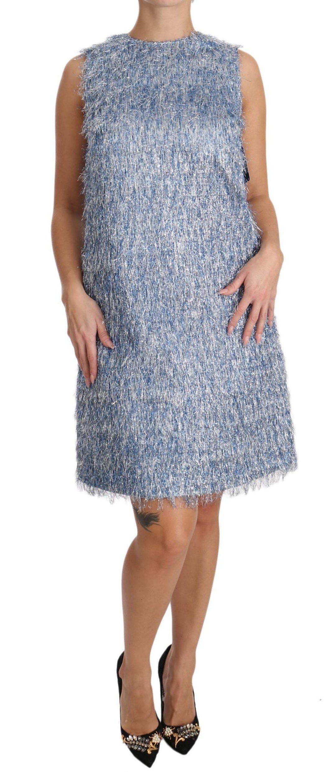 Dolce & Gabbana Light Blue Fringe Shift Gown Dress #women, Brand_Dolce & Gabbana, Catch, Clothing_Dress, Dolce & Gabbana, Dresses - Women - Clothing, feed-agegroup-adult, feed-color-blue, feed-gender-female, feed-size-IT40|S, feed-size-IT42|M, feed-size-IT44|L, feed-size-IT46|XL, Gender_Women, IT40|S, IT42|M, IT44|L, IT46|XL, Kogan, Light Blue, Women - New Arrivals at SEYMAYKA