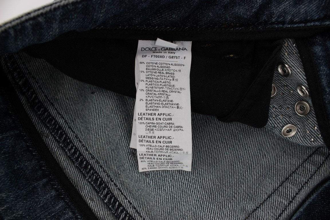 Dolce & Gabbana  Crystal Roses Heart Embellished Jeans #women, Blue, Brand_Dolce & Gabbana, Catch, Dolce & Gabbana, feed-agegroup-adult, feed-color-blue, feed-gender-female, feed-size-IT38|XS, feed-size-IT44|L, Gender_Women, IT38|XS, IT44|L, Jeans & Pants - Women - Clothing, Kogan at SEYMAYKA