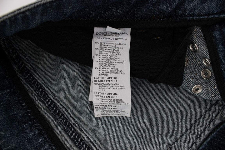 Dolce & Gabbana  Crystal Roses Heart Embellished Jeans #women, Blue, Brand_Dolce & Gabbana, Catch, Dolce & Gabbana, feed-agegroup-adult, feed-color-blue, feed-gender-female, feed-size-IT38|XS, feed-size-IT44|L, Gender_Women, IT38|XS, IT44|L, Jeans & Pants - Women - Clothing, Kogan at SEYMAYKA