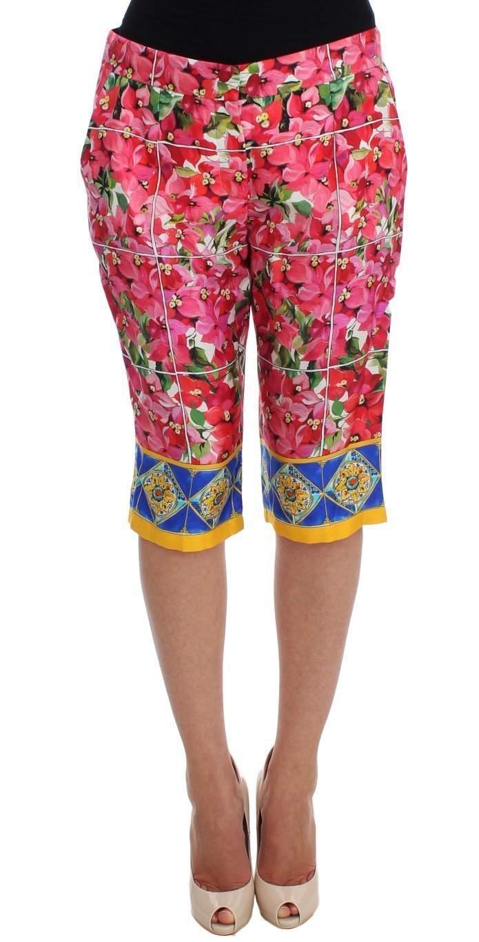 Dolce & Gabbana  Multicolor Floral Knee Capris Shorts Pants #women, Brand_Dolce & Gabbana, Catch, Dolce & Gabbana, feed-agegroup-adult, feed-color-multicolor, feed-gender-female, feed-size-IT36 | XS, feed-size-IT38|XS, Gender_Women, IT36 | XS, IT38|XS, Kogan, Multicolor, Shorts - Women - Clothing at SEYMAYKA