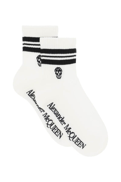 Alexander mcqueen stripe skull sports socks-0