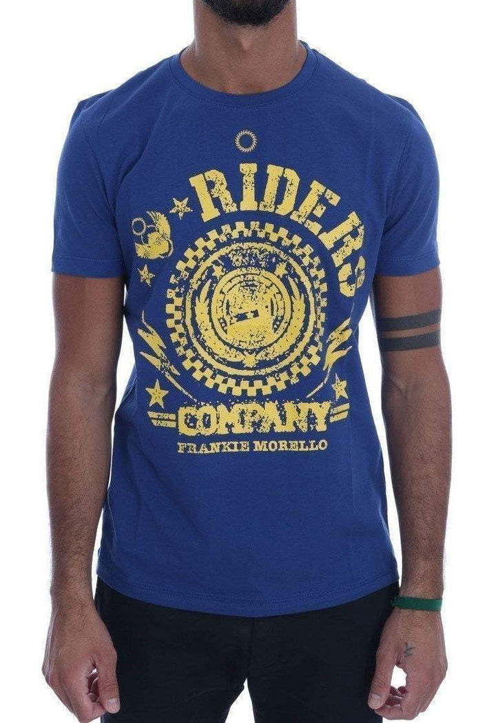 Frankie Morello  Cotton  Crewneck T-Shirt #men, Blue, Catch, feed-agegroup-adult, feed-color-blue, feed-gender-male, feed-size-M, feed-size-S, Frankie Morello, Gender_Men, Kogan, M, Men - New Arrivals, S, T-shirts - Men - Clothing at SEYMAYKA
