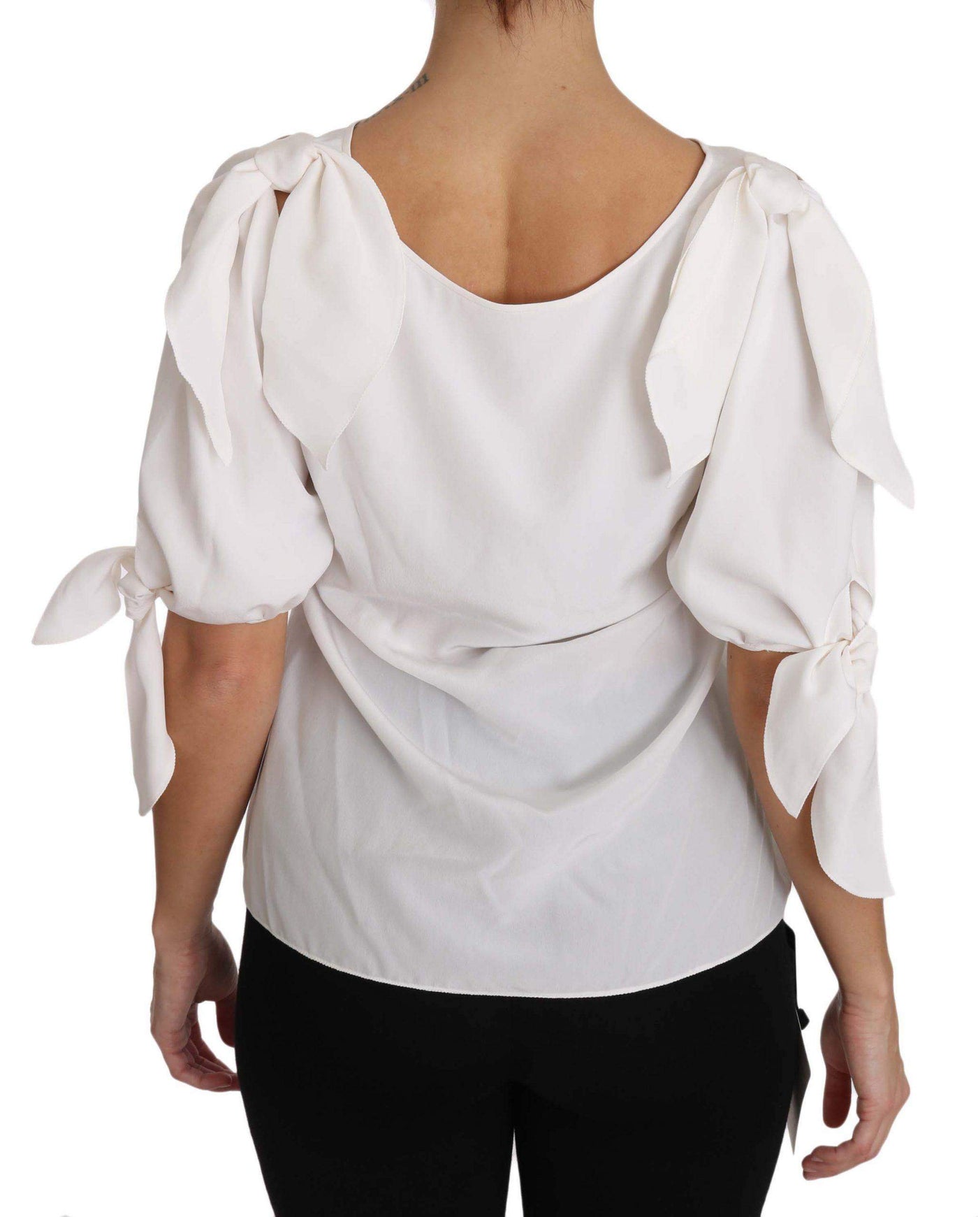 Dolce & Gabbana  Solid White Silk Off Shoulder Blouse Top #women, Brand_Dolce & Gabbana, Catch, Dolce & Gabbana, feed-agegroup-adult, feed-color-white, feed-gender-female, feed-size-IT40 | M, Gender_Women, IT40 | M, Kogan, Tops & T-Shirts - Women - Clothing, White, Women - New Arrivals at SEYMAYKA