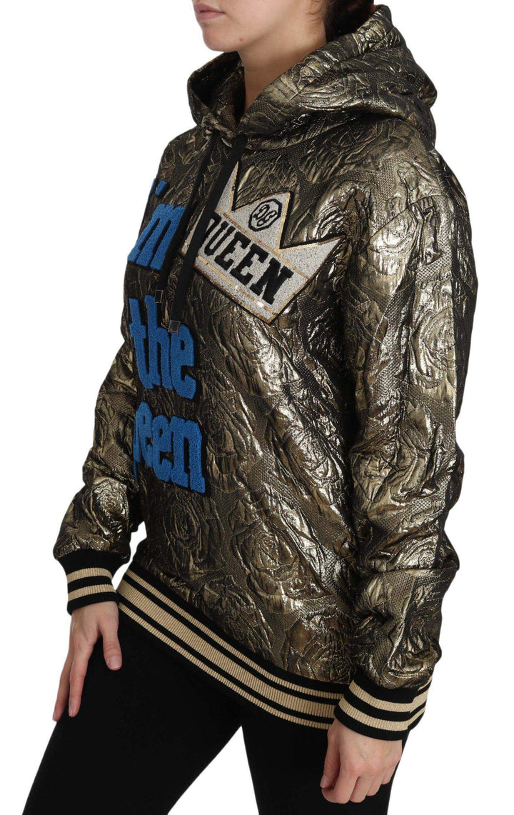 Dolce & Gabbana  Im The Queen Jaquard Gold Sweatshirt  Hoodie #women, Brand_Dolce & Gabbana, Catch, Dolce & Gabbana, feed-agegroup-adult, feed-color-multicolor, feed-gender-female, feed-size-IT38|XS, feed-size-IT40|S, feed-size-IT42|M, Gender_Women, IT38|XS, IT40|S, IT42|M, Kogan, Multicolor, Sweaters - Women - Clothing, Women - New Arrivals at SEYMAYKA