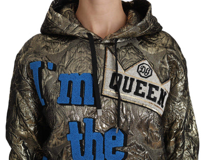 Dolce & Gabbana  Im The Queen Jaquard Gold Sweatshirt  Hoodie #women, Brand_Dolce & Gabbana, Catch, Dolce & Gabbana, feed-agegroup-adult, feed-color-multicolor, feed-gender-female, feed-size-IT38|XS, feed-size-IT40|S, feed-size-IT42|M, Gender_Women, IT38|XS, IT40|S, IT42|M, Kogan, Multicolor, Sweaters - Women - Clothing, Women - New Arrivals at SEYMAYKA