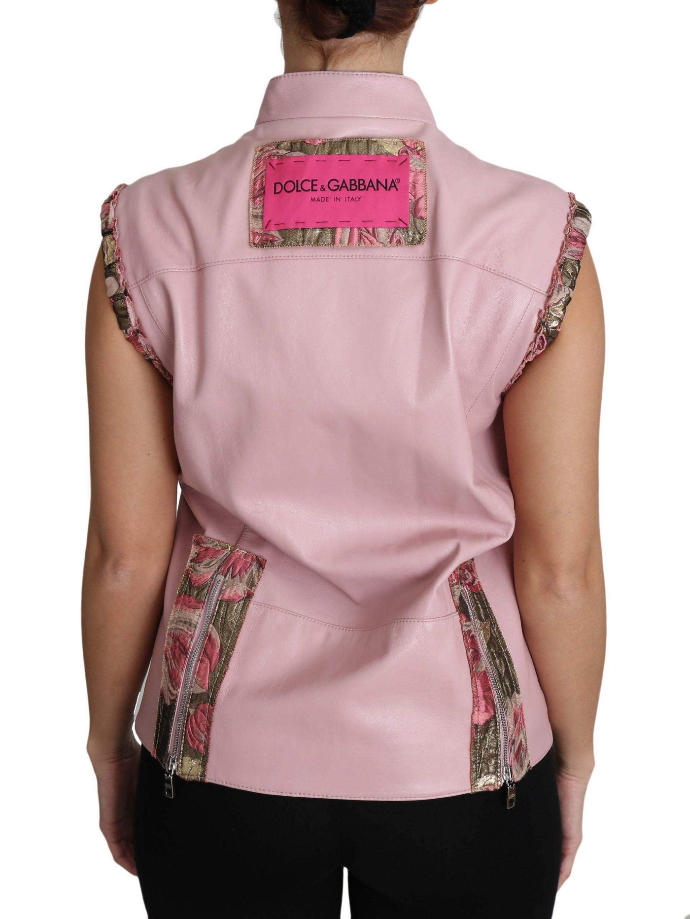 Dolce & Gabbana  Pink Zippered Lamb Sleeveless Vest Leather Jacket #women, Brand_Dolce & Gabbana, Catch, Dolce & Gabbana, feed-agegroup-adult, feed-color-pink, feed-gender-female, feed-size-IT40|S, Gender_Women, IT40|S, Jackets & Coats - Women - Clothing, Kogan, Pink, Women - New Arrivals at SEYMAYKA