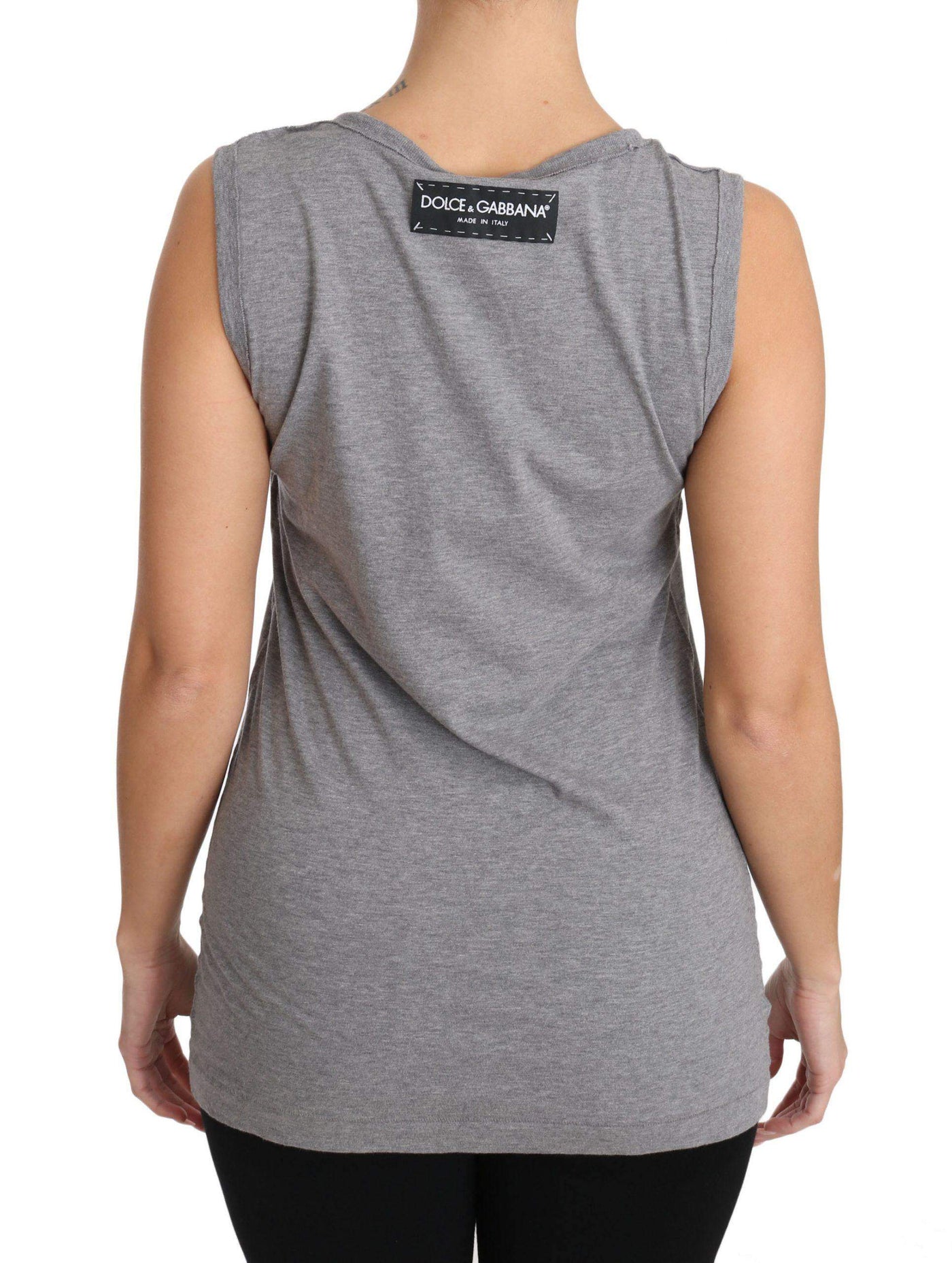 Dolce & Gabbana  Gray Tank Top Crystal Sequined Heart  T-shirt #women, Brand_Dolce & Gabbana, Catch, Dolce & Gabbana, feed-agegroup-adult, feed-color-gray, feed-gender-female, feed-size-IT38|XS, Gender_Women, Gray, IT38|XS, Kogan, Tops & T-Shirts - Women - Clothing, Women - New Arrivals at SEYMAYKA