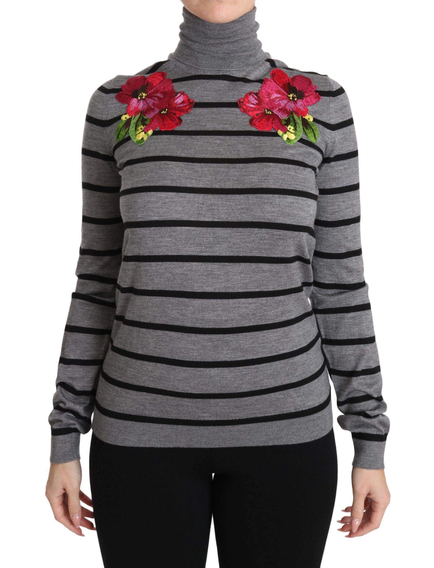 Dolce & Gabbana  Gray Cashmere Silk Turtleneck Sweater #women, Black and Gray, Brand_Dolce & Gabbana, Catch, Dolce & Gabbana, feed-agegroup-adult, feed-color-black, feed-color-gray, feed-gender-female, feed-size-IT38|XS, Gender_Women, IT38|XS, Kogan, Sweaters - Women - Clothing, Women - New Arrivals at SEYMAYKA