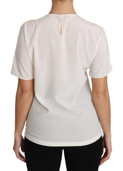 Dolce & Gabbana  White Silk Stretch #dgfamily T-shirt #women, Brand_Dolce & Gabbana, Catch, Dolce & Gabbana, feed-agegroup-adult, feed-color-white, feed-gender-female, feed-size-IT36 | XS, feed-size-IT36|XXS, feed-size-IT38|XS, feed-size-IT40|S, feed-size-IT42|M, feed-size-IT44|L, feed-size-IT46|XL, Gender_Women, IT36|XXS, IT38|XS, IT40|S, IT42|M, IT44|L, IT46|XL, Kogan, Tops & T-Shirts - Women - Clothing, White, Women - New Arrivals at SEYMAYKA