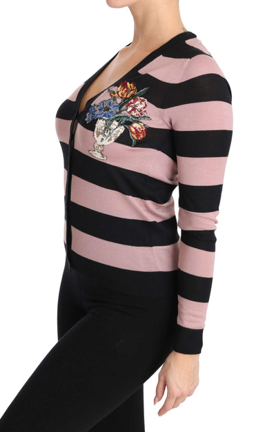 Dolce & Gabbana  Pink Floral Cashmere Cardigan Sweater #women, Brand_Dolce & Gabbana, Catch, Dolce & Gabbana, feed-agegroup-adult, feed-color-multicolor, feed-gender-female, feed-size-IT36 | XS, feed-size-IT38 | S, Gender_Women, IT36 | XS, IT38 | S, Kogan, Multicolor, Sweaters - Women - Clothing, Women - New Arrivals at SEYMAYKA
