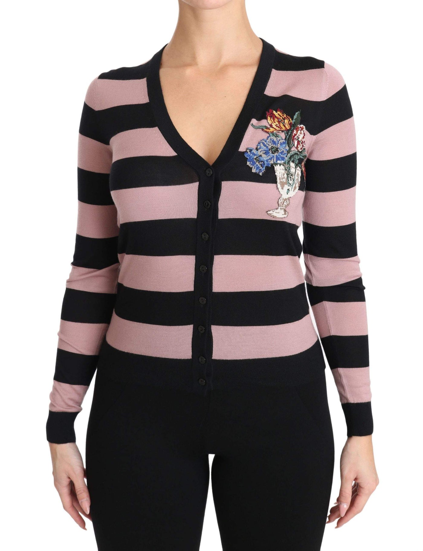 Dolce & Gabbana  Pink Floral Cashmere Cardigan Sweater #women, Brand_Dolce & Gabbana, Catch, Dolce & Gabbana, feed-agegroup-adult, feed-color-multicolor, feed-gender-female, feed-size-IT36 | XS, feed-size-IT38 | S, Gender_Women, IT36 | XS, IT38 | S, Kogan, Multicolor, Sweaters - Women - Clothing, Women - New Arrivals at SEYMAYKA