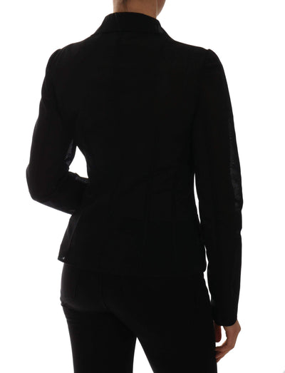 Dolce & Gabbana Black Nylon Net Blazer Jacket Dolce & Gabbana, feed-1, Green, IT44|L, Jackets & Coats - Women - Clothing, Women - New Arrivals at SEYMAYKA