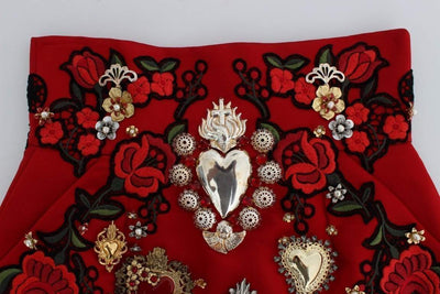 Dolce & Gabbana  Red Silk Crystal Roses Shorts #women, Brand_Dolce & Gabbana, Catch, Dolce & Gabbana, feed-agegroup-adult, feed-color-red, feed-gender-female, feed-size-IT40|S, feed-size-IT42|M, Gender_Women, IT40|S, IT42|M, Kogan, Red, Shorts - Women - Clothing at SEYMAYKA