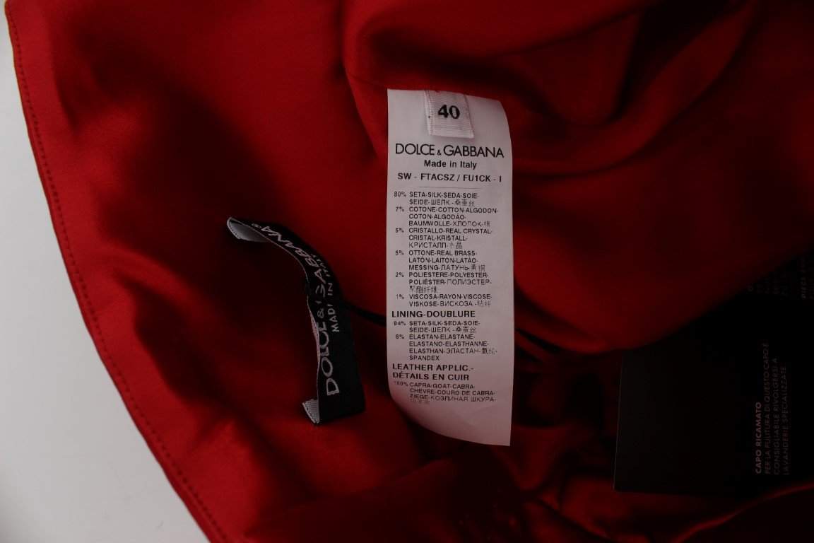 Dolce & Gabbana  Red Silk Crystal Roses Shorts #women, Brand_Dolce & Gabbana, Catch, Dolce & Gabbana, feed-agegroup-adult, feed-color-red, feed-gender-female, feed-size-IT40|S, feed-size-IT42|M, Gender_Women, IT40|S, IT42|M, Kogan, Red, Shorts - Women - Clothing at SEYMAYKA