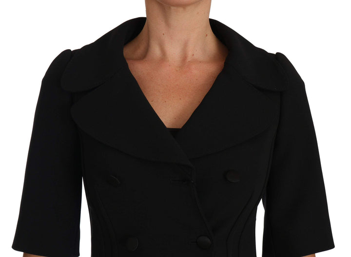 Dolce & Gabbana Black Short Fitted Wool Cropped Jacket Blazer Black, Dolce & Gabbana, feed-agegroup-adult, feed-color-Black, feed-gender-female, IT36 | XS, Jackets & Coats - Women - Clothing, Women - New Arrivals at SEYMAYKA