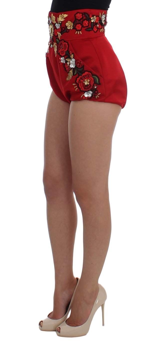 Dolce & Gabbana  Red Silk Crystal Roses Shorts #women, Brand_Dolce & Gabbana, Catch, Dolce & Gabbana, feed-agegroup-adult, feed-color-red, feed-gender-female, feed-size-IT36 | XS, feed-size-IT40|S, feed-size-IT44|L, Gender_Women, IT36 | XS, IT40|S, IT44|L, Kogan, Red, Shorts - Women - Clothing at SEYMAYKA