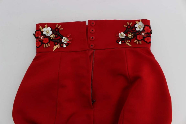 Dolce & Gabbana  Red Silk Crystal Roses Shorts #women, Brand_Dolce & Gabbana, Catch, Dolce & Gabbana, feed-agegroup-adult, feed-color-red, feed-gender-female, feed-size-IT36 | XS, feed-size-IT40|S, feed-size-IT44|L, Gender_Women, IT36 | XS, IT40|S, IT44|L, Kogan, Red, Shorts - Women - Clothing at SEYMAYKA