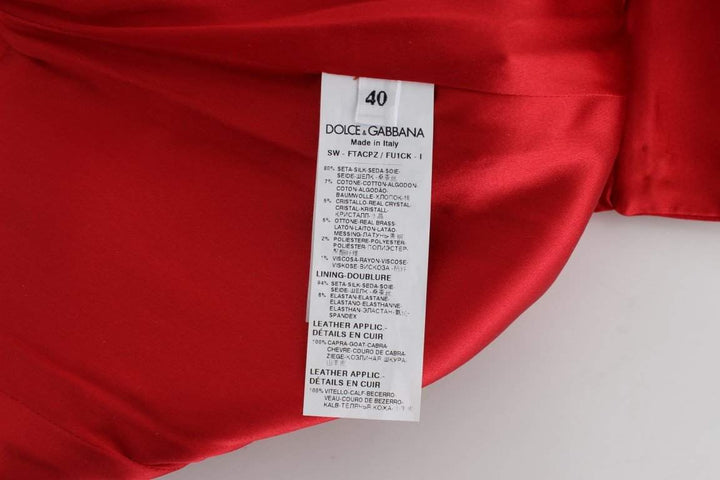 Dolce & Gabbana  Red Silk Crystal Roses Shorts #women, Brand_Dolce & Gabbana, Catch, Dolce & Gabbana, feed-agegroup-adult, feed-color-red, feed-gender-female, feed-size-IT36 | XS, feed-size-IT40|S, feed-size-IT44|L, Gender_Women, IT36 | XS, IT40|S, IT44|L, Kogan, Red, Shorts - Women - Clothing at SEYMAYKA