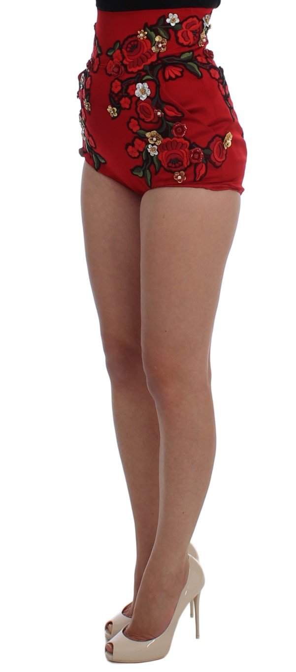 Dolce & Gabbana  Red Silk Roses Sicily Shorts #women, Brand_Dolce & Gabbana, Catch, Dolce & Gabbana, feed-agegroup-adult, feed-color-red, feed-gender-female, feed-size-IT40|S, Gender_Women, IT40|S, Kogan, Red, Shorts - Women - Clothing at SEYMAYKA