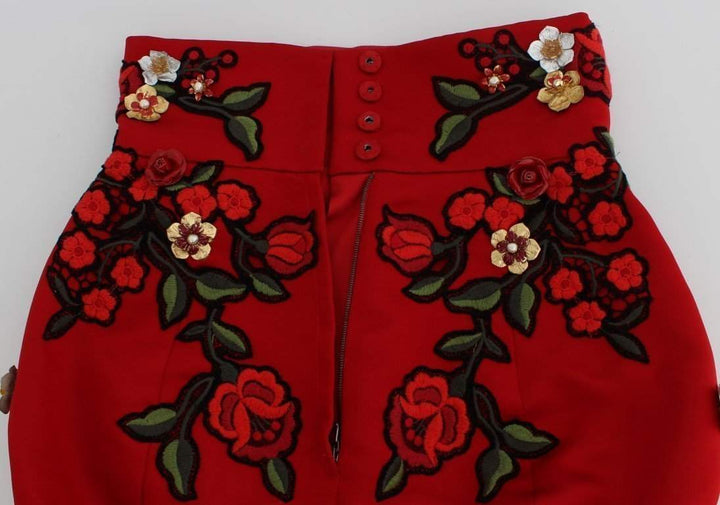 Dolce & Gabbana  Red Silk Roses Sicily Shorts #women, Brand_Dolce & Gabbana, Catch, Dolce & Gabbana, feed-agegroup-adult, feed-color-red, feed-gender-female, feed-size-IT40|S, Gender_Women, IT40|S, Kogan, Red, Shorts - Women - Clothing at SEYMAYKA