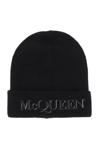 Alexander mcqueen cashmere beanie with logo embroidery-0