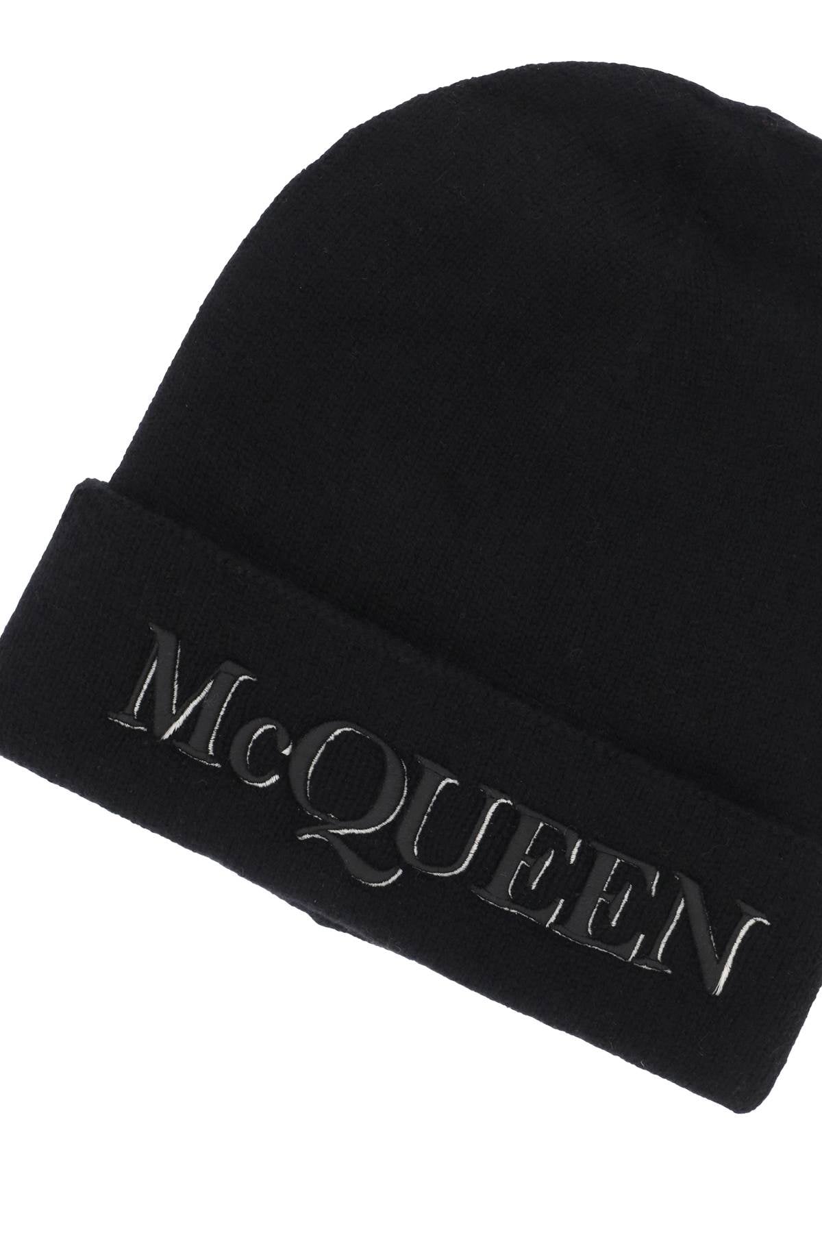 Alexander mcqueen cashmere beanie with logo embroidery-2