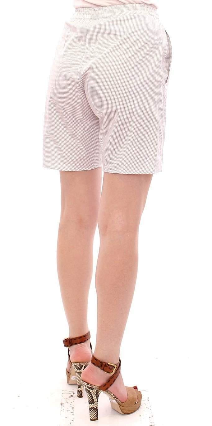 Andrea Incontri  Checkered Stretch Cotton Shorts #women, Andrea Incontri, Catch, feed-agegroup-adult, feed-color-white, feed-gender-female, feed-size-IT40|S, Gender_Women, IT40|S, Kogan, Shorts - Women - Clothing, White at SEYMAYKA