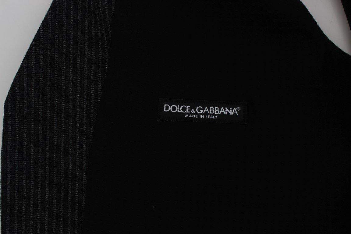 Dolce & Gabbana  Gray Striped Formal Vest #men, Brand_Dolce & Gabbana, Catch, Dolce & Gabbana, feed-agegroup-adult, feed-color-gray, feed-gender-male, feed-size-IT50 | L, Gender_Men, Gray, IT50 | L, Kogan, Men - New Arrivals, Vests - Men - Clothing at SEYMAYKA