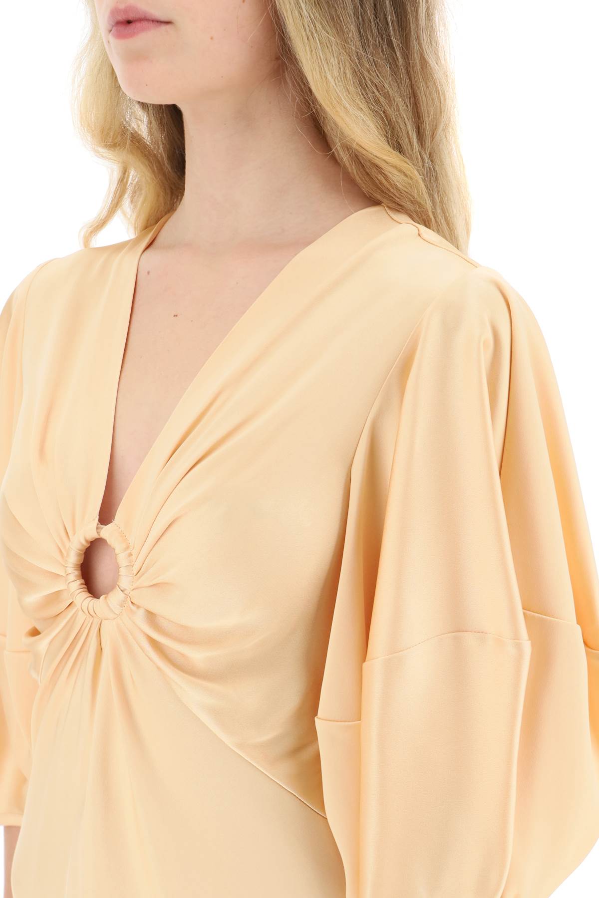 Stella mccartney satin maxi dress with cut-out ring detail-3