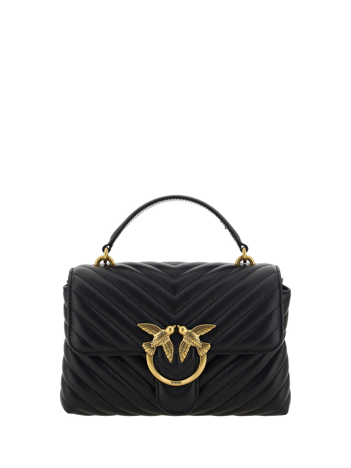 Pinko Black Calf Leather Love Lady Mini Handbag