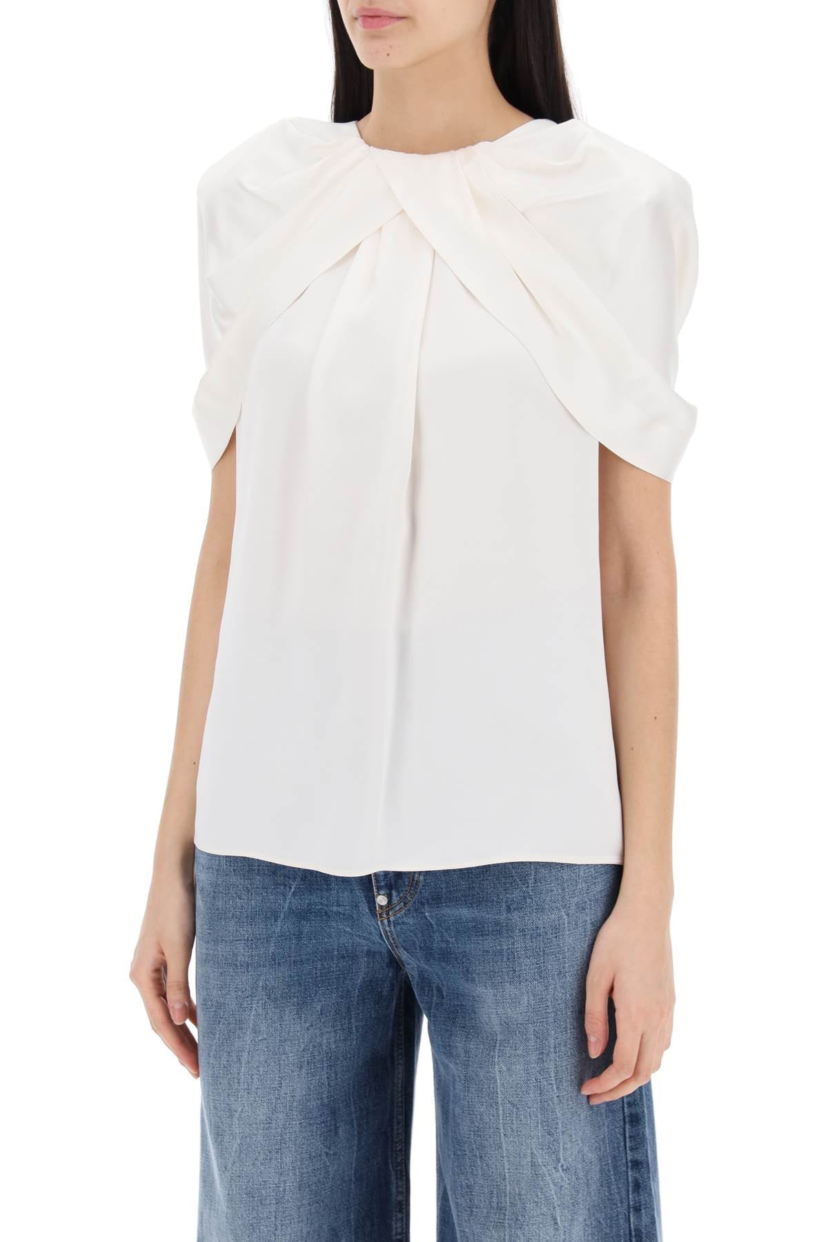 Stella mccartney satin blouse with petal sleeves-3