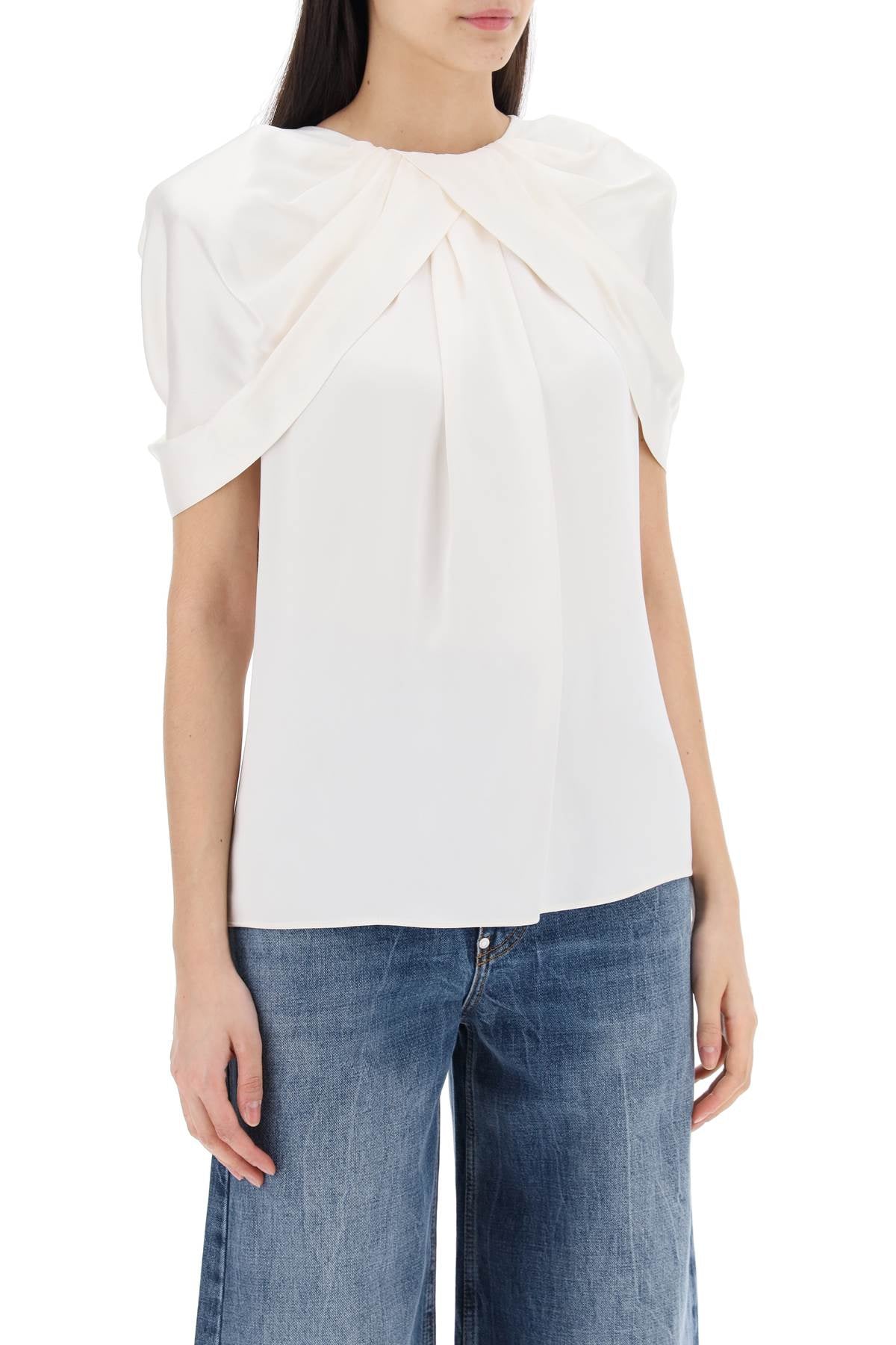Stella mccartney satin blouse with petal sleeves-1