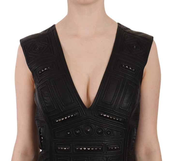 John Richmond  Leather Studded Mini Shift Dress #women, Black, Catch, Clothing_Dress, Dresses - Women - Clothing, feed-agegroup-adult, feed-color-black, feed-gender-female, feed-size-IT42|M, feed-size-IT44|L, Gender_Women, IT42|M, IT44|L, John Richmond, Kogan, Women - New Arrivals at SEYMAYKA