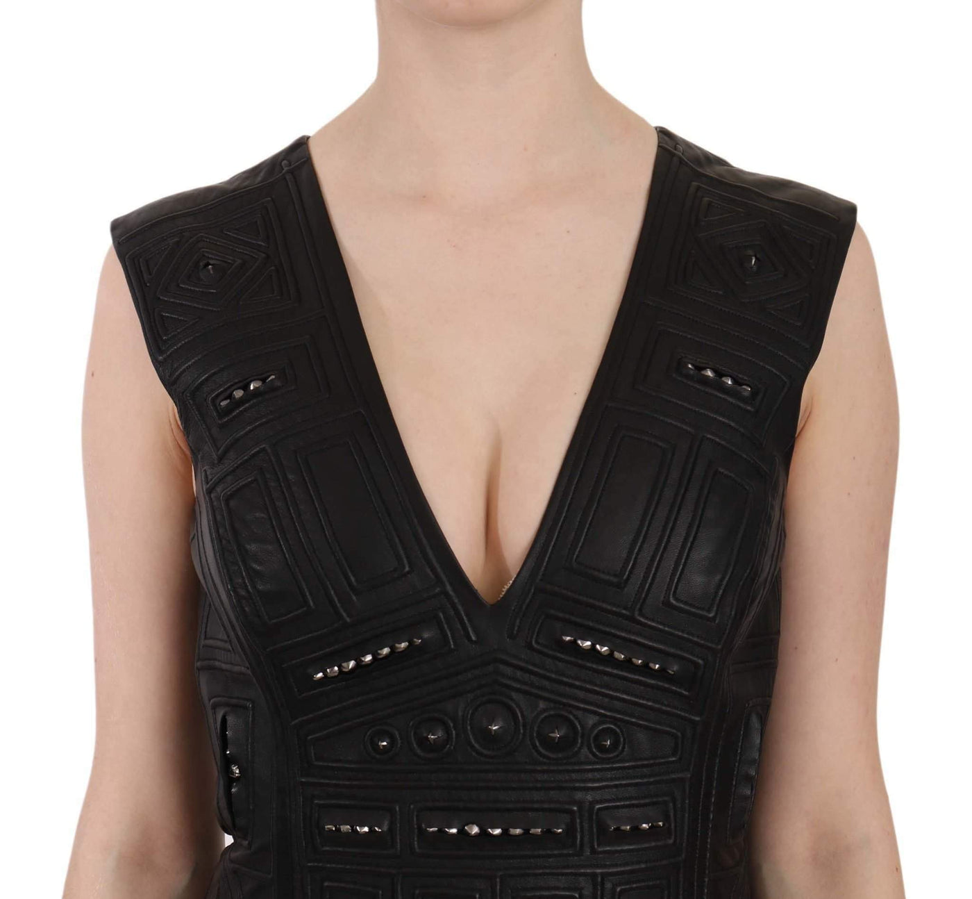 John Richmond  Leather Studded Mini Shift Dress #women, Black, Catch, Clothing_Dress, Dresses - Women - Clothing, feed-agegroup-adult, feed-color-black, feed-gender-female, feed-size-IT42|M, feed-size-IT44|L, Gender_Women, IT42|M, IT44|L, John Richmond, Kogan, Women - New Arrivals at SEYMAYKA