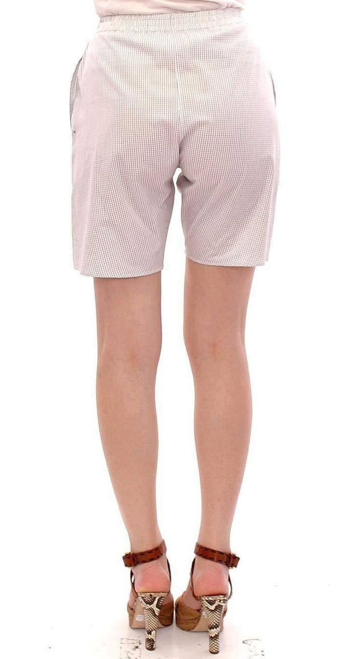Andrea Incontri  Checkered Stretch Cotton Shorts #women, Andrea Incontri, Catch, feed-agegroup-adult, feed-color-white, feed-gender-female, feed-size-IT40|S, Gender_Women, IT40|S, Kogan, Shorts - Women - Clothing, White at SEYMAYKA