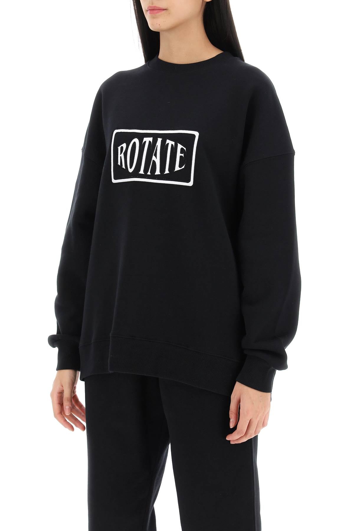 Rotate crew-neck sweatshirt with logo embroidery-3