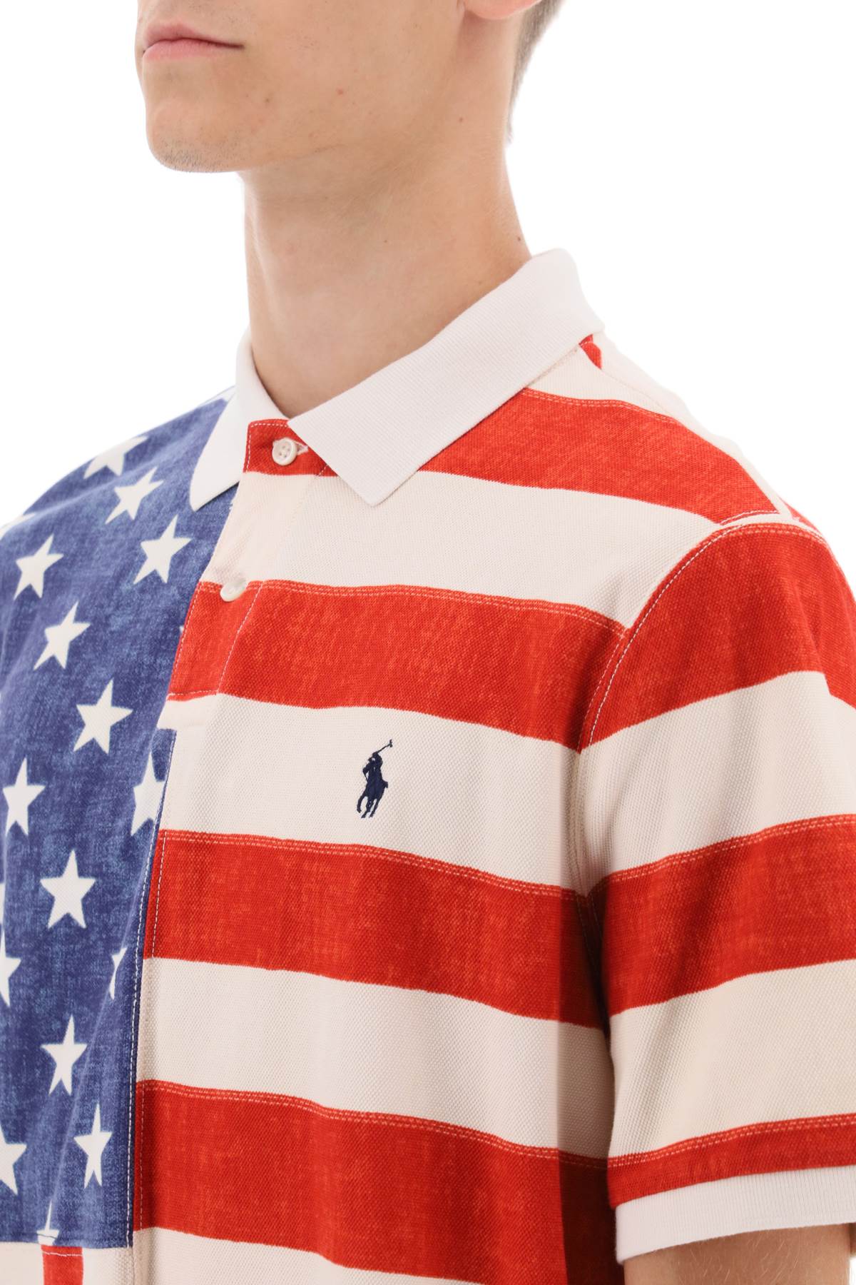 Polo ralph lauren classic fit polo shirt with printed flag-3