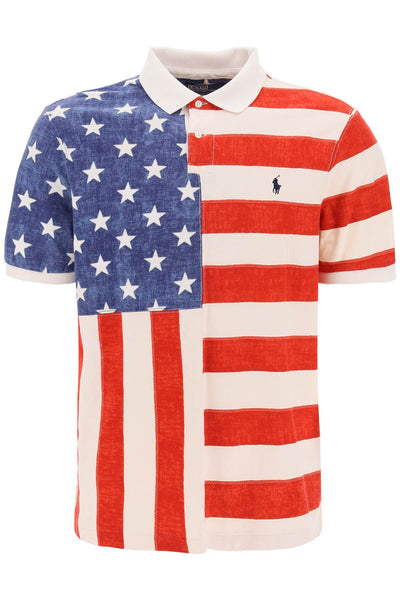 Polo ralph lauren classic fit polo shirt with printed flag-0