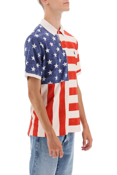 Polo ralph lauren classic fit polo shirt with printed flag-1