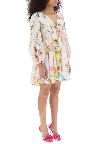 Zimmermann 'halcyon' mini dress in linen with floral motif-1