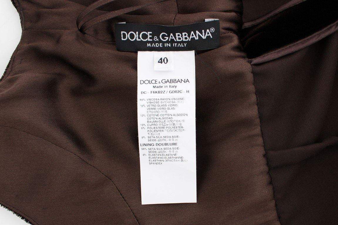 Dolce & Gabbana  Brown Velvet Crystal Sheath Gown Dress #women, Brand_Dolce & Gabbana, Brown, Catch, Clothing_Dress, Dolce & Gabbana, Dresses - Women - Clothing, feed-agegroup-adult, feed-color-brown, feed-gender-female, feed-size-IT40|S, Gender_Women, IT40|S, Kogan at SEYMAYKA