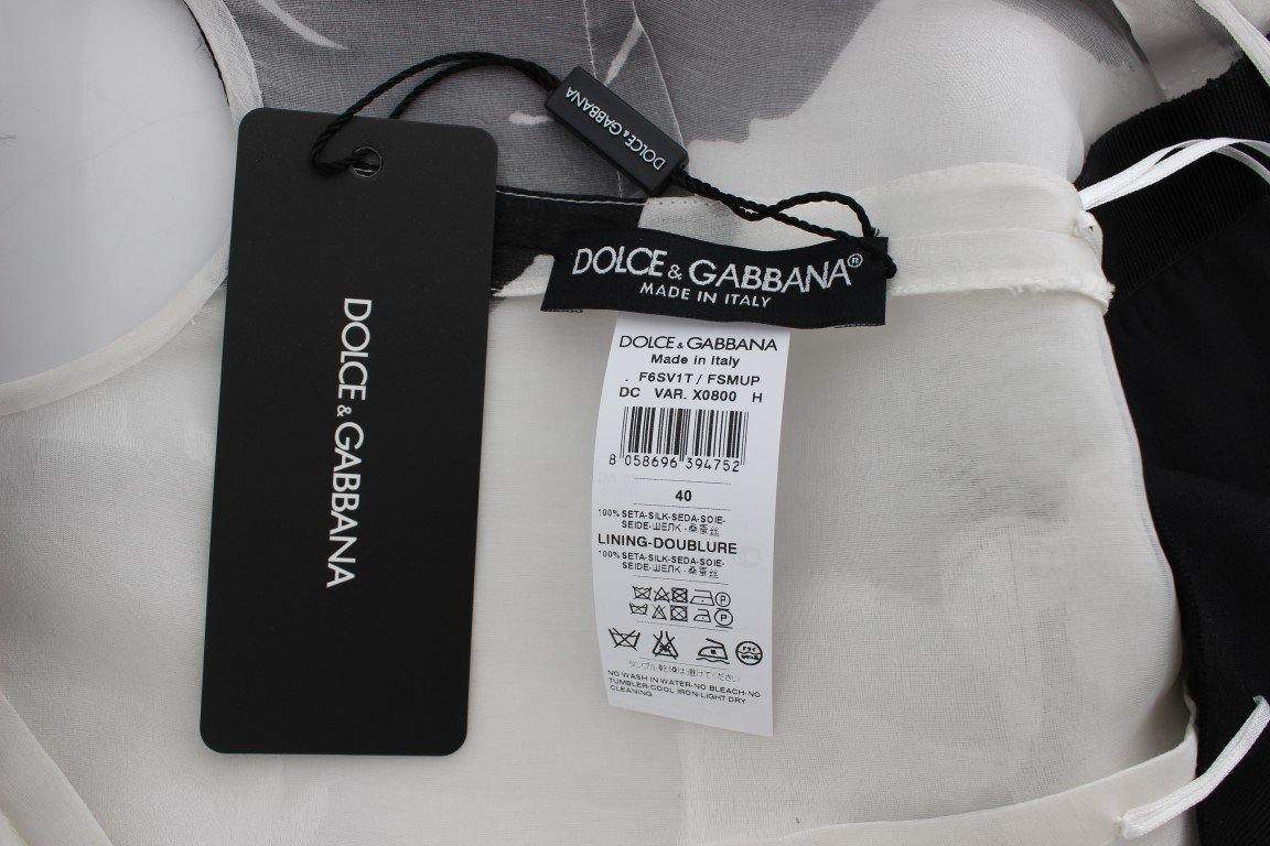 Dolce & Gabbana  Black White Floral Silk Sheath Gown Dress #women, Black/White, Brand_Dolce & Gabbana, Catch, Clothing_Dress, Dolce & Gabbana, Dresses - Women - Clothing, feed-agegroup-adult, feed-color-black, feed-color-white, feed-gender-female, feed-size-IT40|S, Gender_Women, IT40|S, Kogan at SEYMAYKA