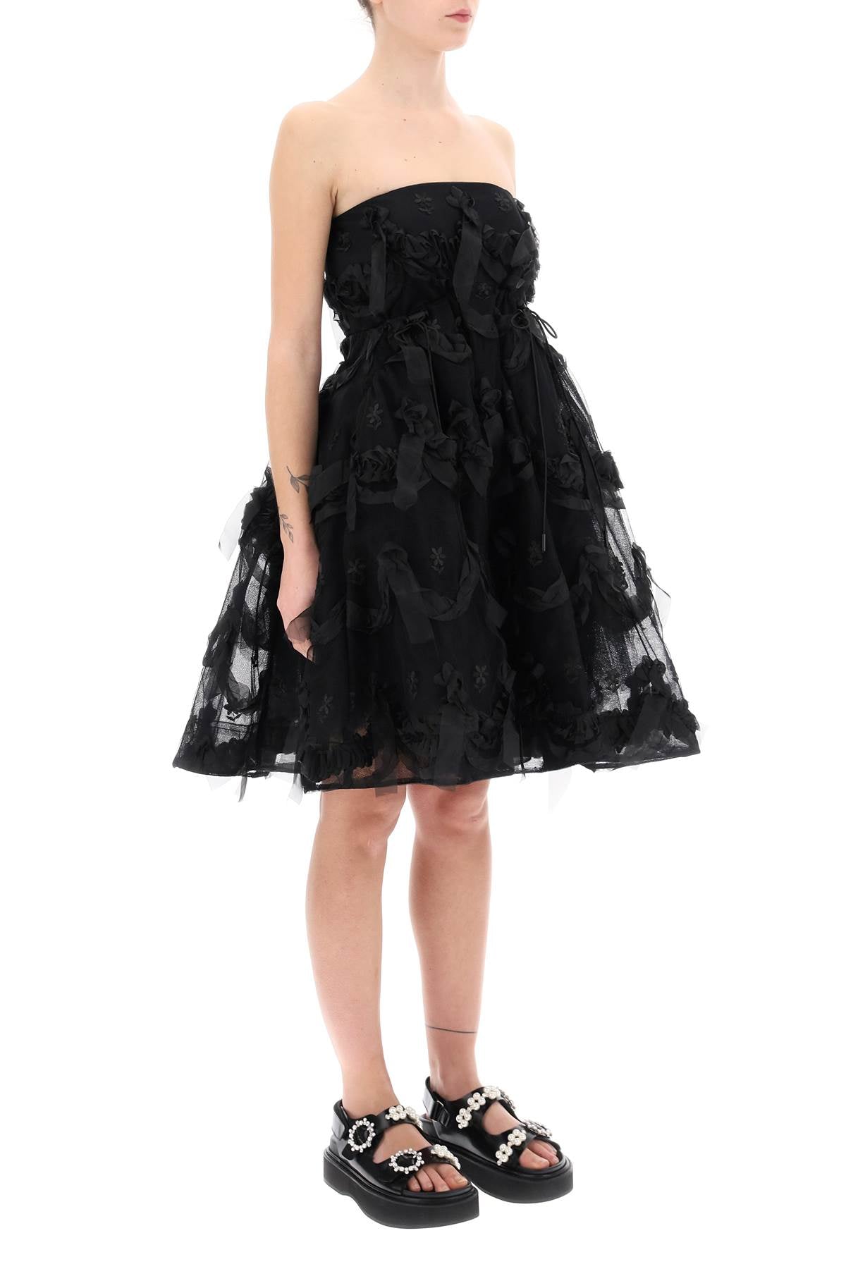 Simone rocha tulle dress with bows and embroidery.-1