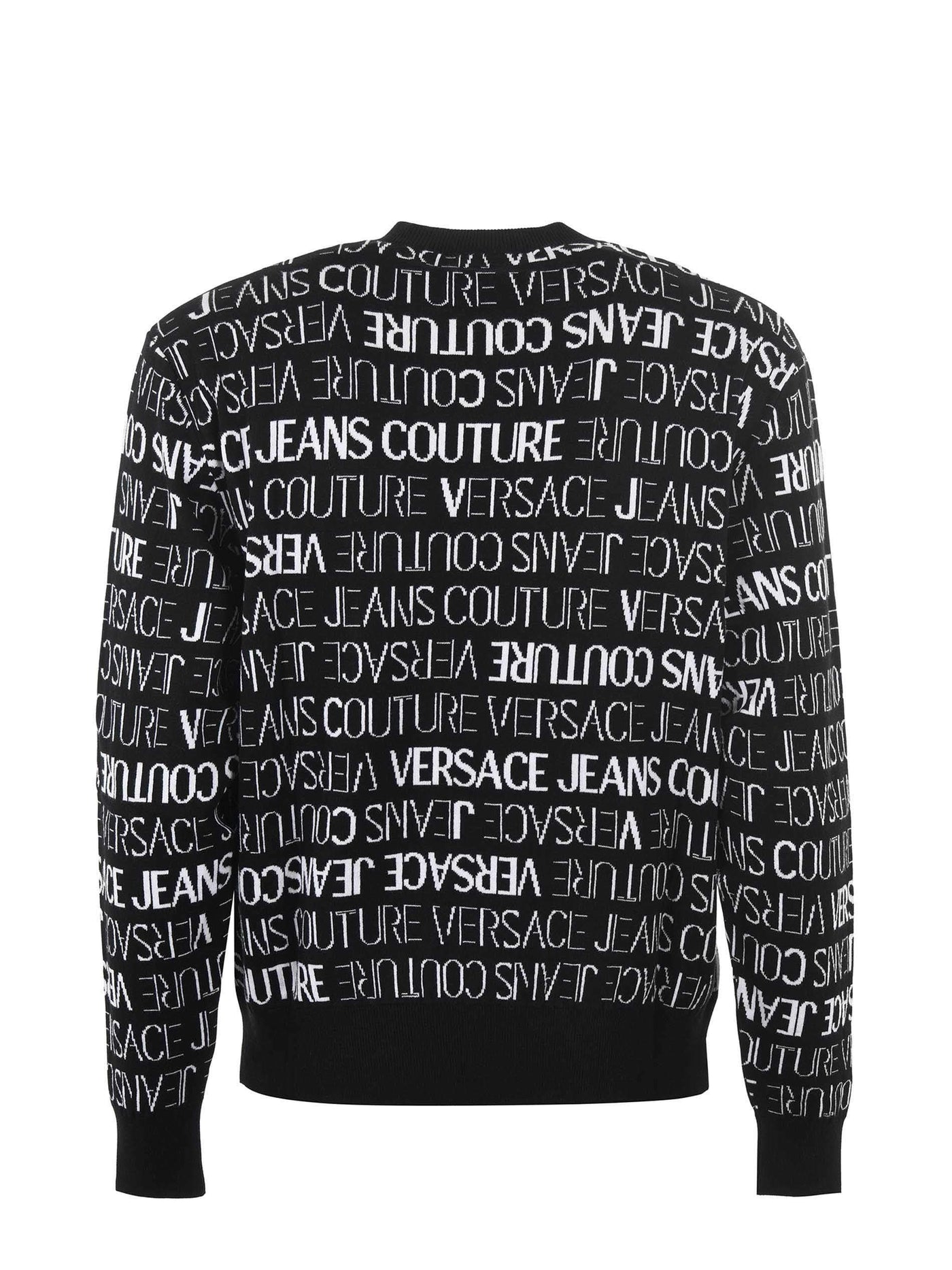 Versace Jeans Black and White Cotton Logo Details Sweater #men, Black/White, feed-1, L, M, Men - New Arrivals, S, Sweaters - Men - Clothing, Versace Jeans, XL, XXL at SEYMAYKA