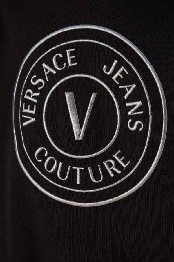 Versace Jeans Black Cotton Logo Details Hooded Sweatshirt #men, Black, feed-1, L, M, Men - New Arrivals, S, Sweaters - Men - Clothing, Versace Jeans, XL, XS at SEYMAYKA